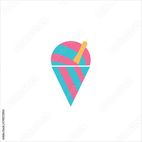 Shaved ice, summer, rainbow, vector illustration