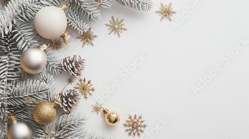 Golden Celebration: Christmas and New Year Mockup on White Table