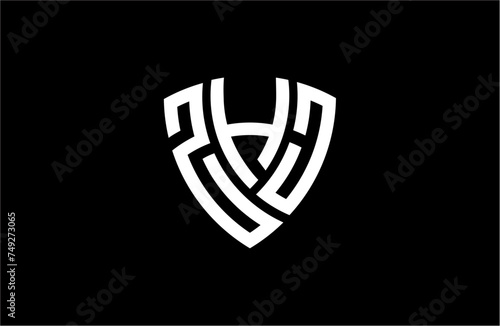 ZHJ creative letter shield logo design vector icon illustration