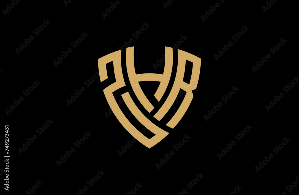 ZHR creative letter shield logo design vector icon illustration ZHR creative letter shield logo design vector icon illustration