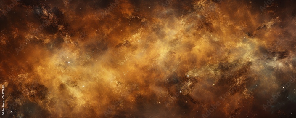 Brown nebula background with stars and sand