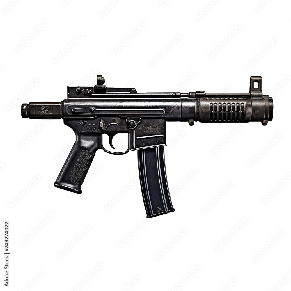Submachine gun isolated on transparent background Submachine gun isolated on transparent background