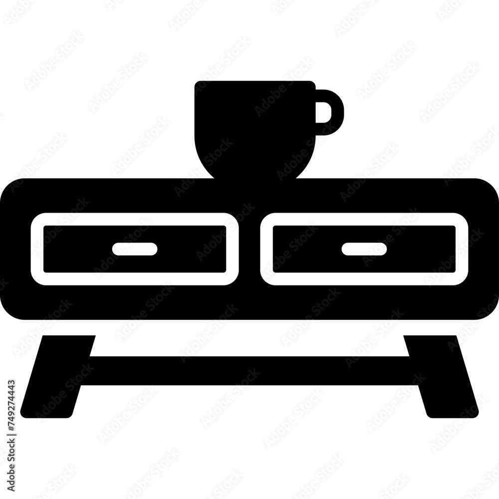 Coffee Table Vector Glyph Icon Coffee Table Vector Glyph Icon