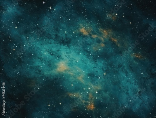 Cyan nebula background with stars and sand