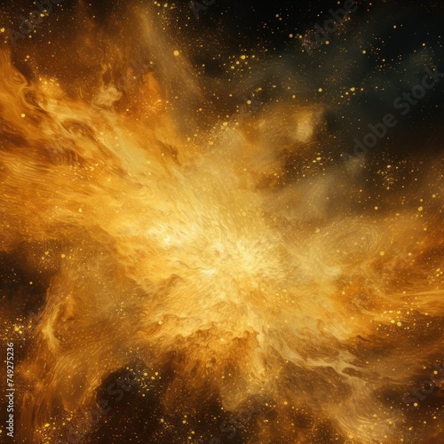 Gold nebula background with stars and sand