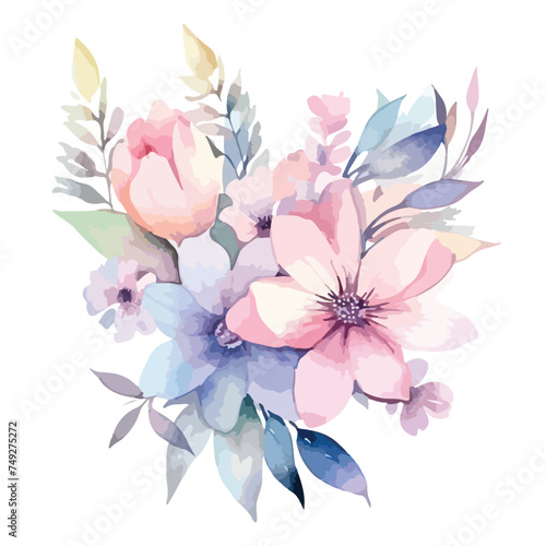 Flowers watercolor illustration. Manual composition.