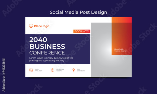 Corporate business online conference web banner template design.