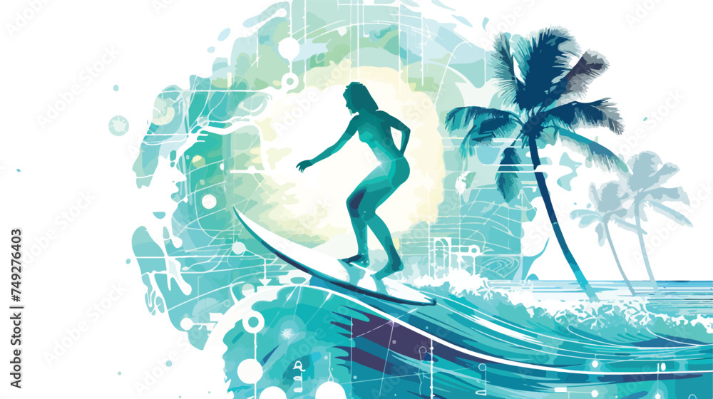 Biometric access surfing spots white background isolated