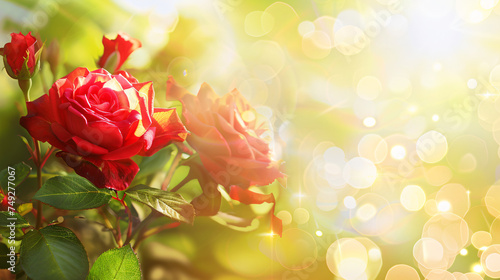 Rose on nature background with flares #749277067