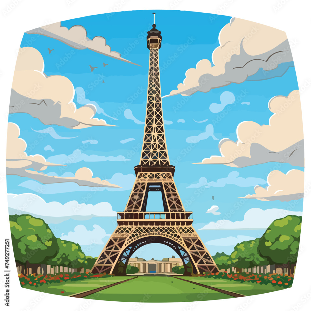 France map Eiffel Tower Paris Vector illustration 