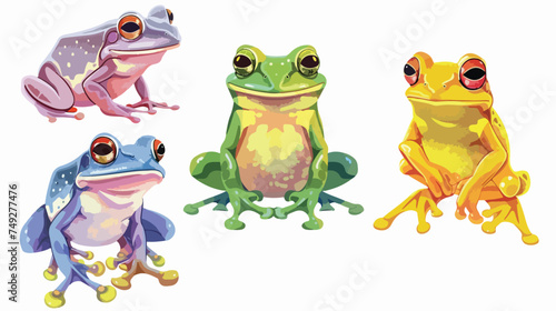 cartoon adorable cute frog illustration white background