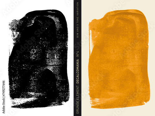Grunge element: Decalcomania Set N°4 (rolled paint in black and white and global colors separated in 5 orange tones)