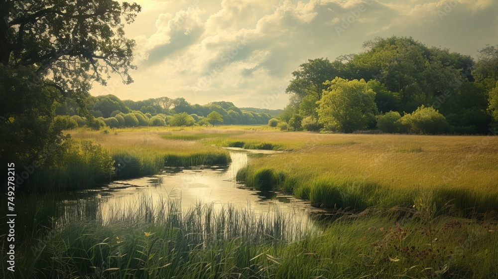 Obraz premium sunset over the river