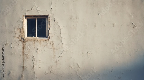 a window in a cracked wall