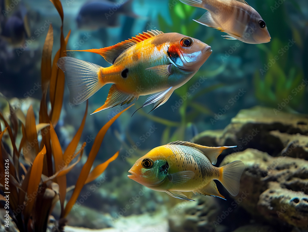 Naklejka premium Colorful Fish in Tropical Aquarium