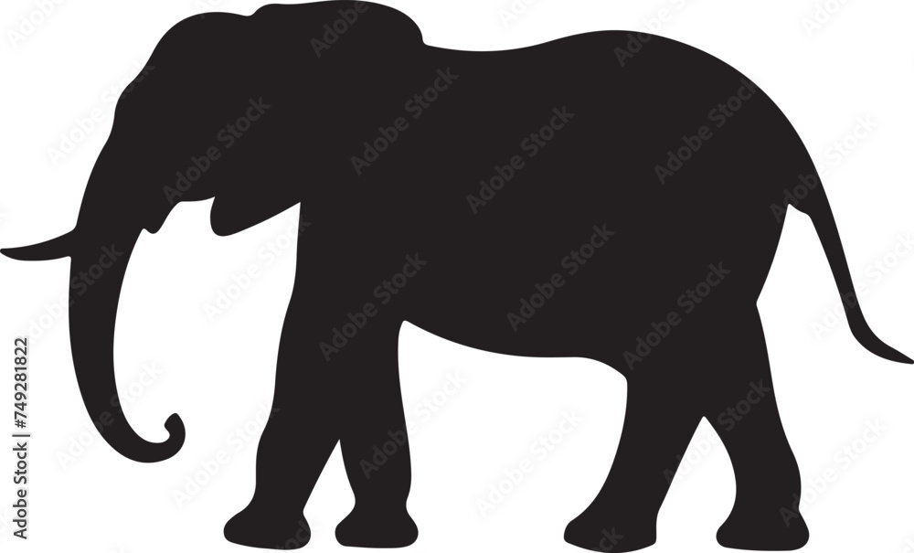 Obraz premium Elephant Silhouette Vector Illustration White Background
