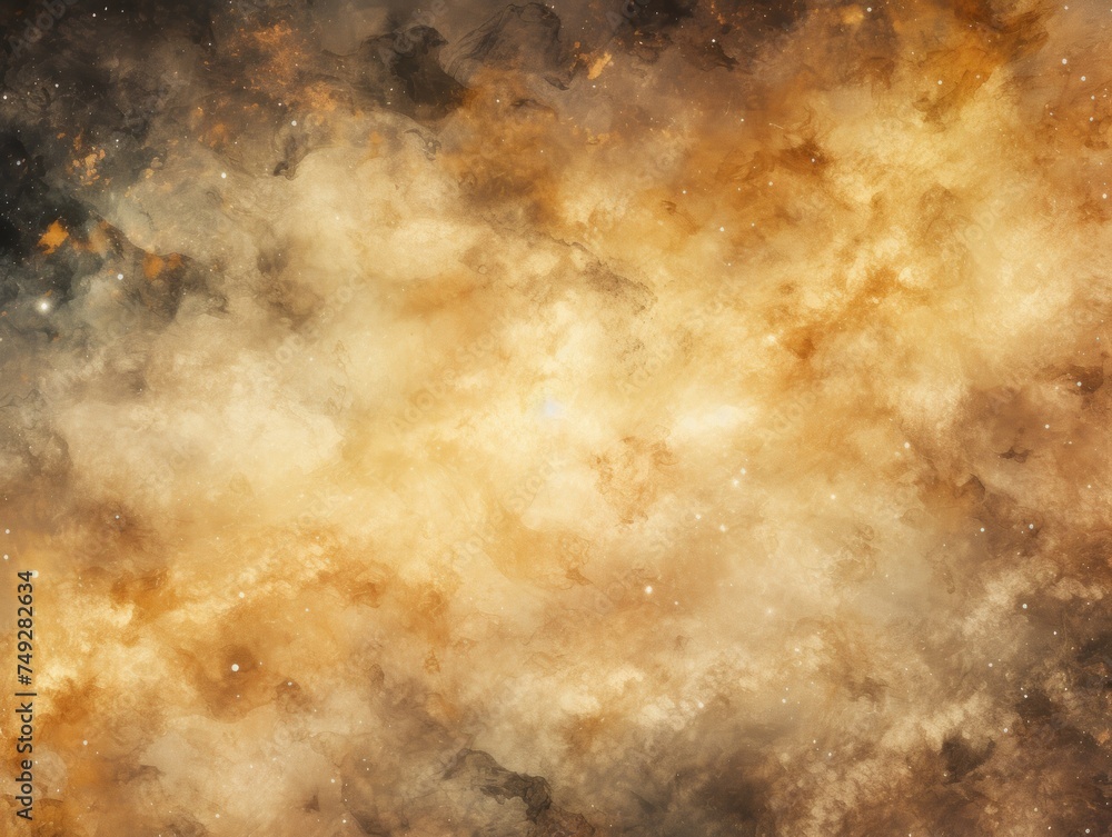 Ivory nebula background with stars and sand