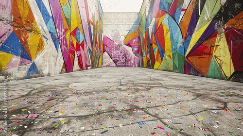 Colorful Graffiti Art on Urban Concrete Wall