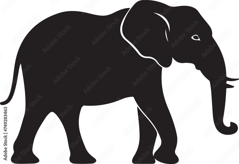 Obraz premium Elephant Silhouette Vector Illustration White Background
