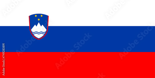 Close-up of white, blue, red and yellow national flag of European country of Slovenia. Illustration made February 1st, 2024, Zurich, Switzerland. photo