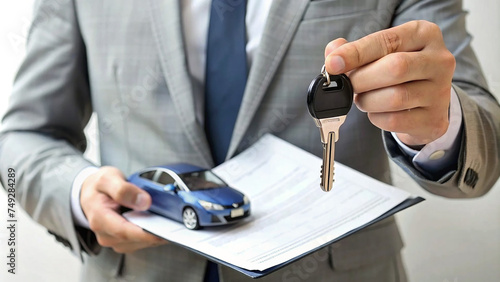 car rental, keys, man hand, contract on car contract