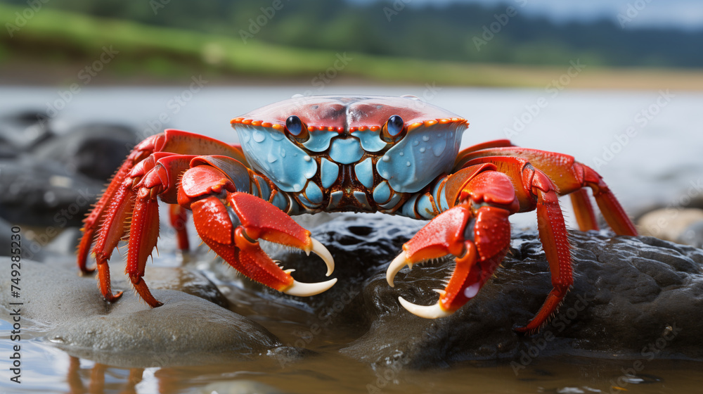 Close-Up Portrait of a Stunning Crab: Detailed Aquatic Photography Close-Up Portrait of a Stunning Crab: Detailed Aquatic Photography