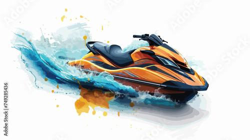 Electric powered jet skis water sports white background © Vector