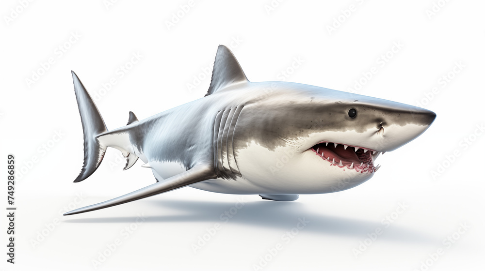 Fototapeta premium Great White Shark in the Ocean: Majestic Predator Roaming the Vast Waters