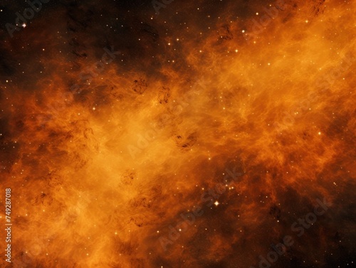 Orange nebula background with stars and sand