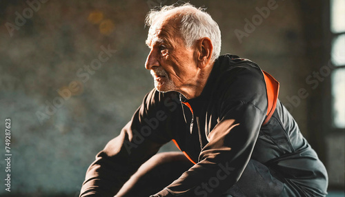 An elderly man plays sports. Generative AI