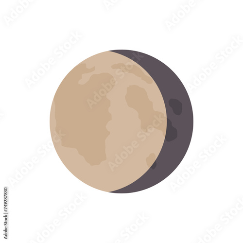Vector waning  gibbous, in flat style. The concept of astrology, astronomy, phases of the moon, lunar calendar, science, magic, esotericism, moon. Illustration isolated on white background, eps 10.