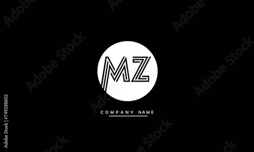 MZ, ZM, M, Z Abstract Letters Logo Monogram