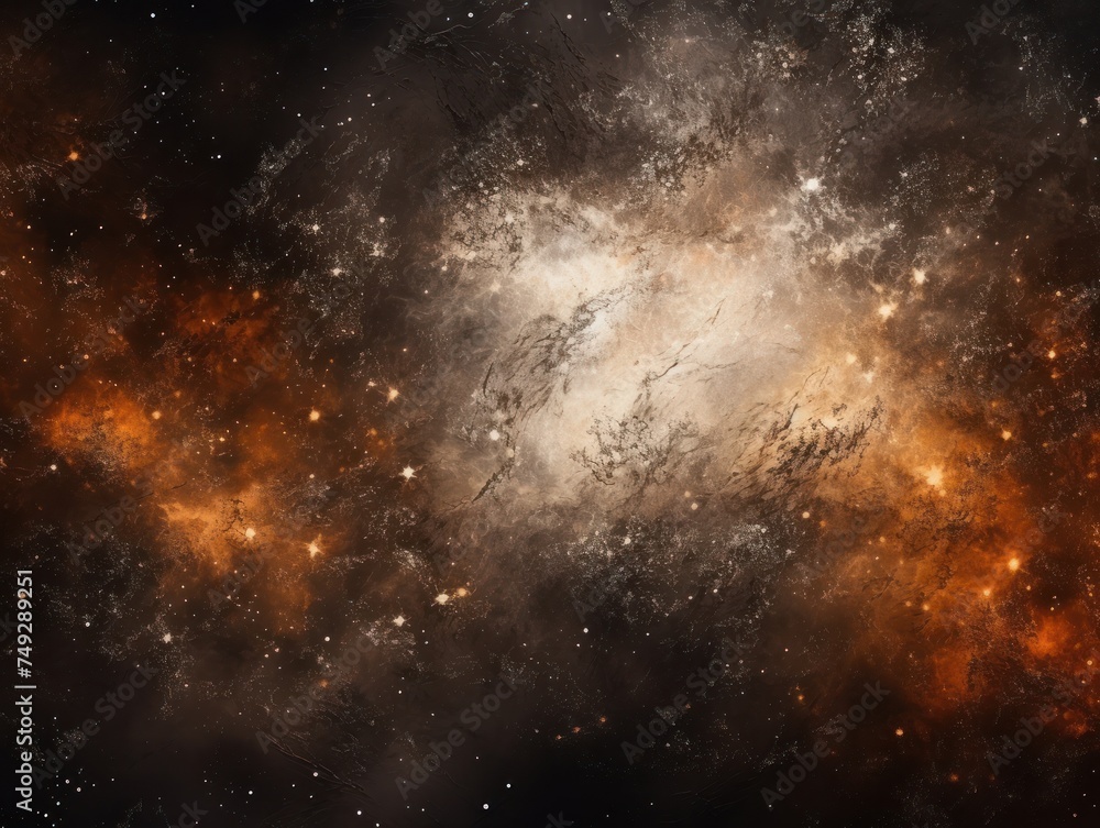 Silver nebula background with stars and sand