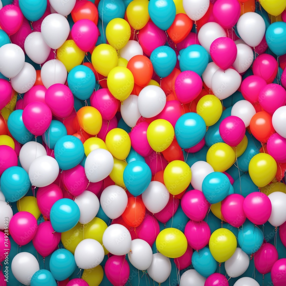 festive background of many colorful balloons