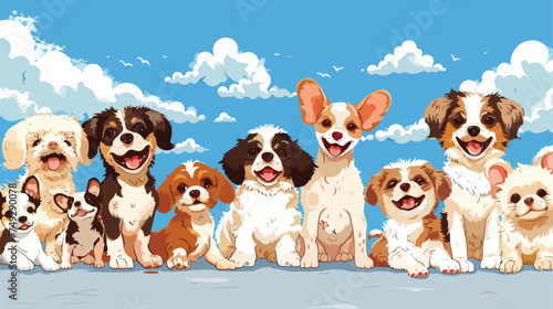 Cartoon Illustration of Cute Dogs or Puppies Group Aga