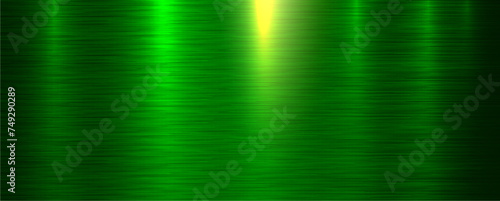 Green brushed metal texture background, shiny lustrous metallic 3d background.