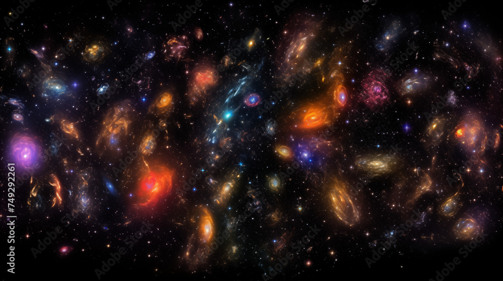 Naklejka premium Photograph of the Universe Capturing Thousands of Galaxies