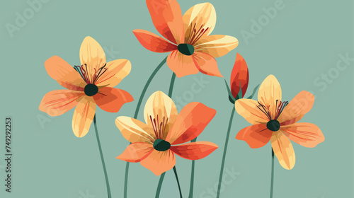 Flowers decor isolated on color background illustration