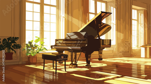 illustration of grand piano vector art.