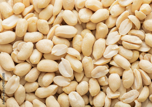 Obraz na płótnie Healthy blanched peanut nuts top view macro background.Top view.