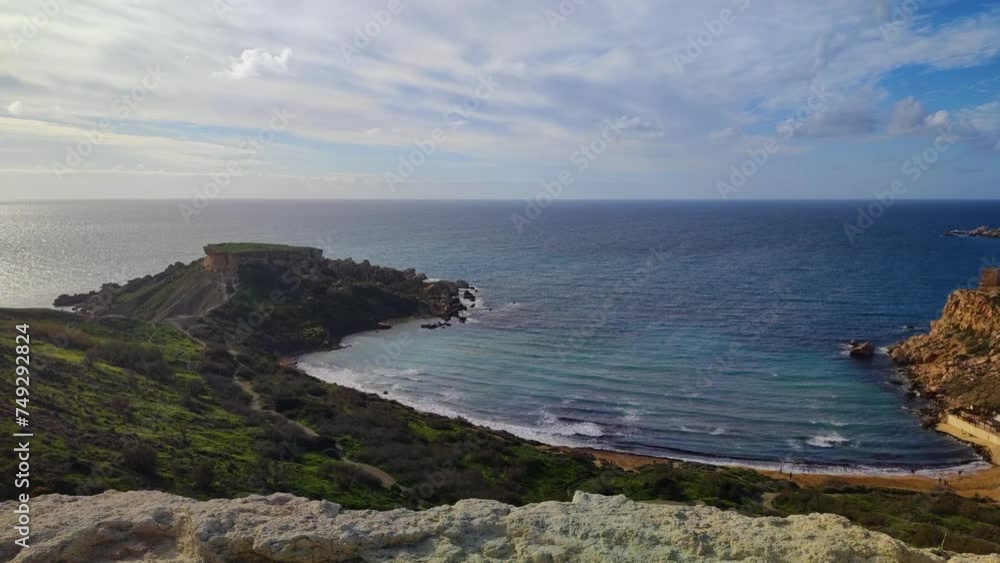 Malta famous Golden Bay and Riviera Beach in winter Malta famous Golden Bay and Riviera Beach in winter
