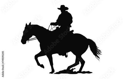 Mexican Cowboy Riding a Horse vector black silhouette isolated on a white background