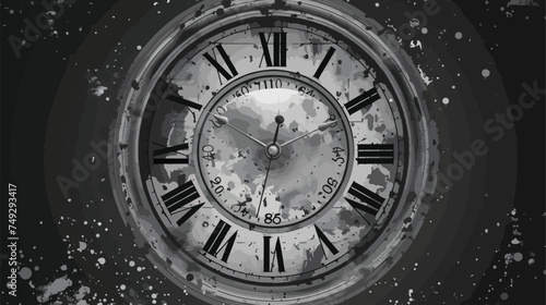 Grey clock face with hours minutes and seconds vector photo