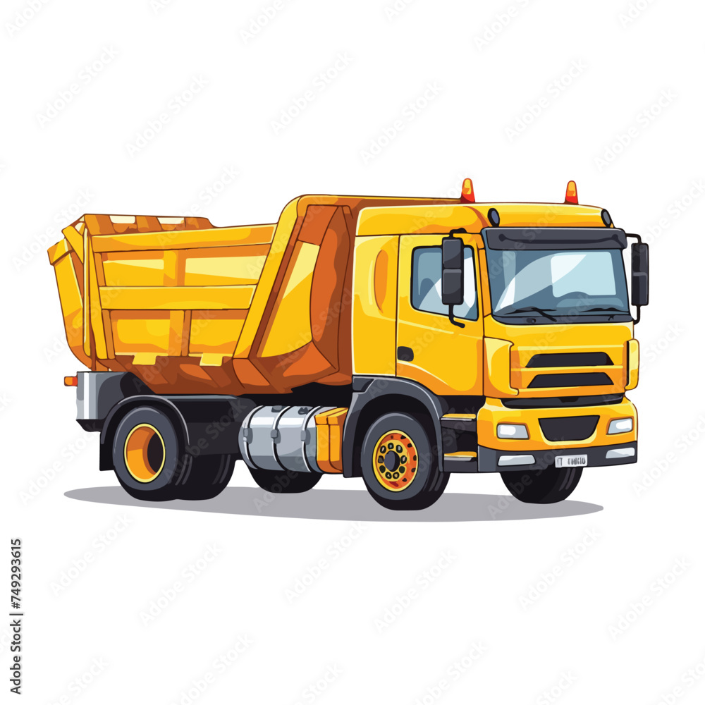 Hook loader truck with skip bin icon. Clipart image
