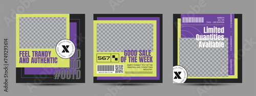 Hype social media post template set. Modern social media post bundle vector, Design editable template for social Template