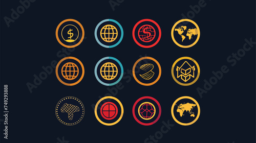 International Coin Icon Logo Design Element