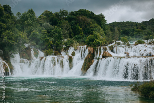 Fototapeta Naklejka Na Ścianę i Meble -  Amazing waterfalls in a natural park Krka, Croatia. Travel destination in Croatia.