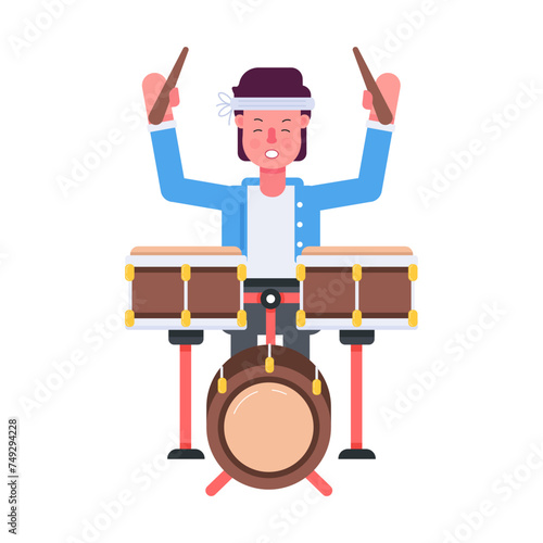 Check out this flat icon of a drummer 