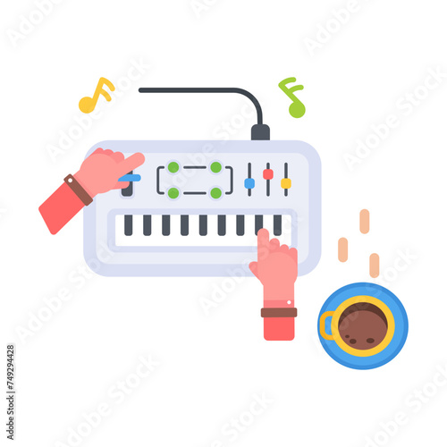 Here’s a flat icon of piano synthesizer 
