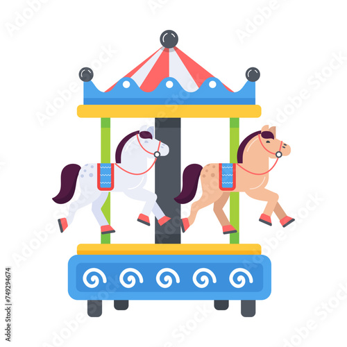 Here’s a flat icon of horse carousel 